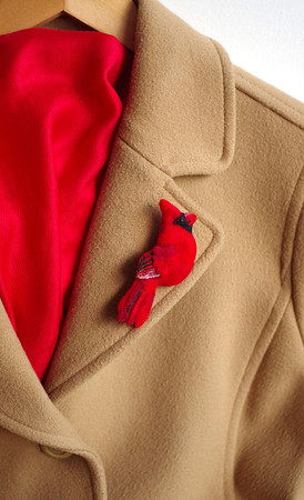 Red Cardinal Bird. Brooch